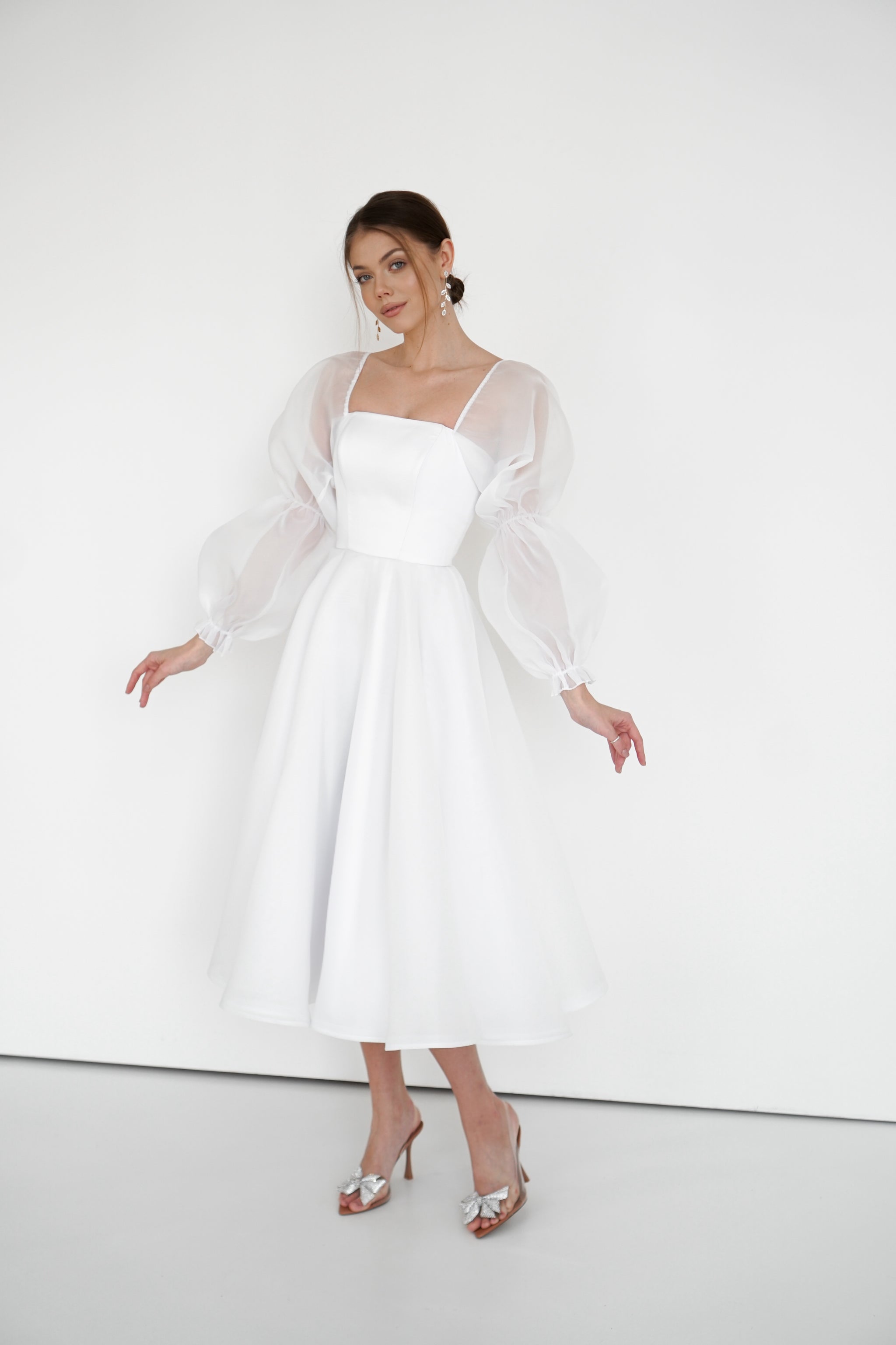 long sleeve midi wedding dress Midi Wedding Dress with long sleeves, Bertha Dress – Have Dress