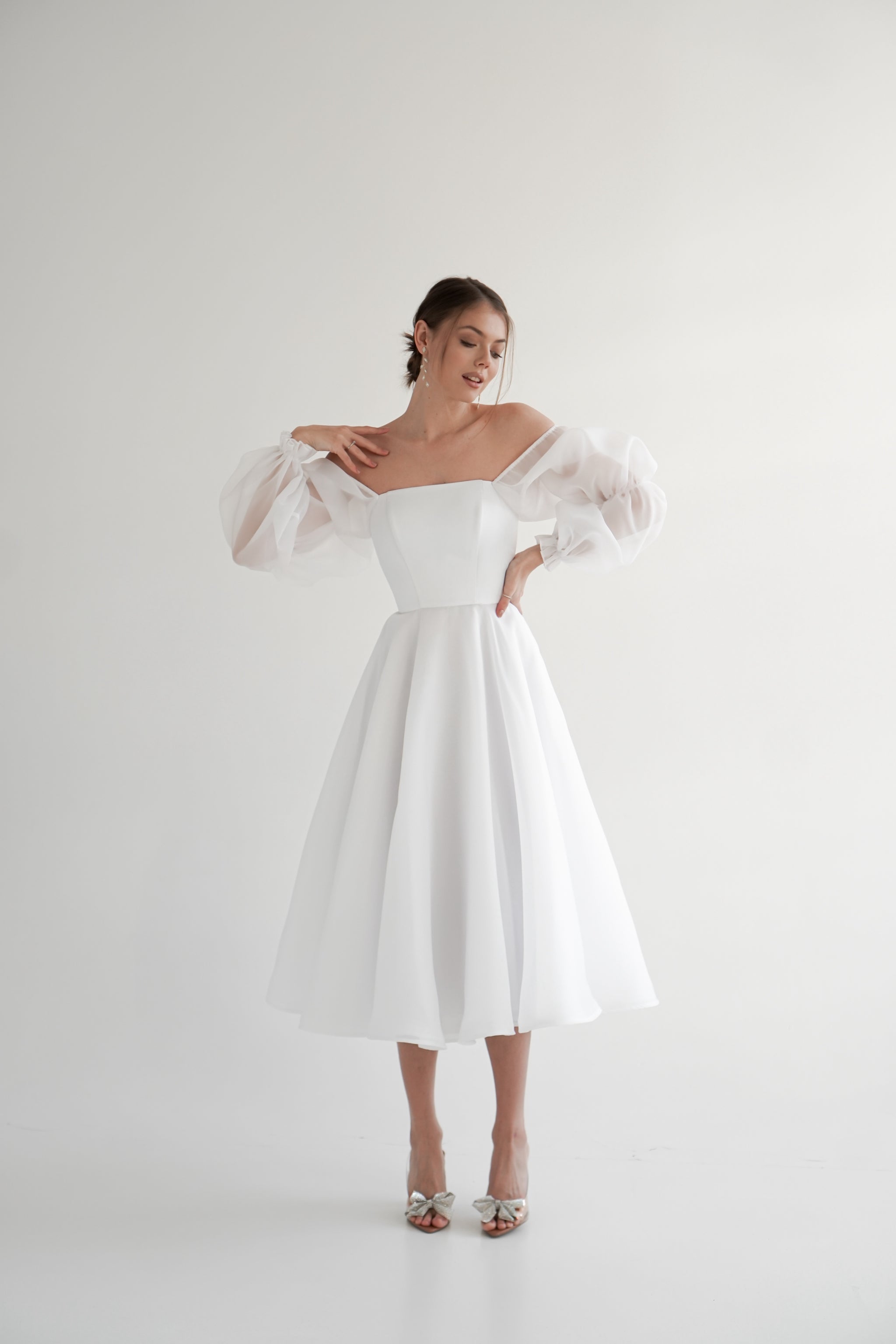Midi Wedding Dress with long sleeves, Bertha Dress – Have Dress Midi Wedding Dress with long sleeves, Bertha Dress – Have Dress