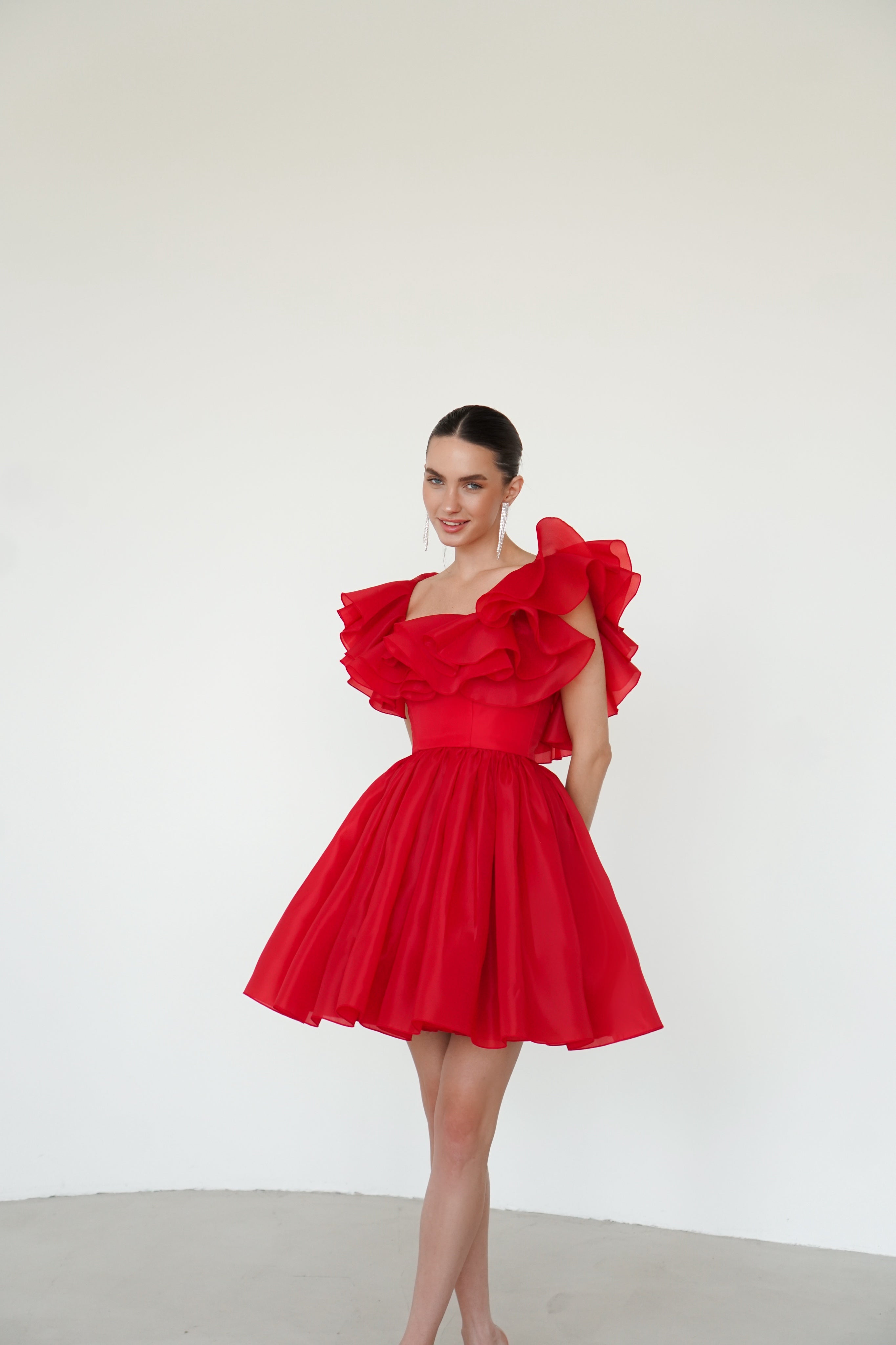 red flowy dress short wine red mini dress Wine Red Short Sleeves Homecoming Dress, Dark Red Short Formal Dress