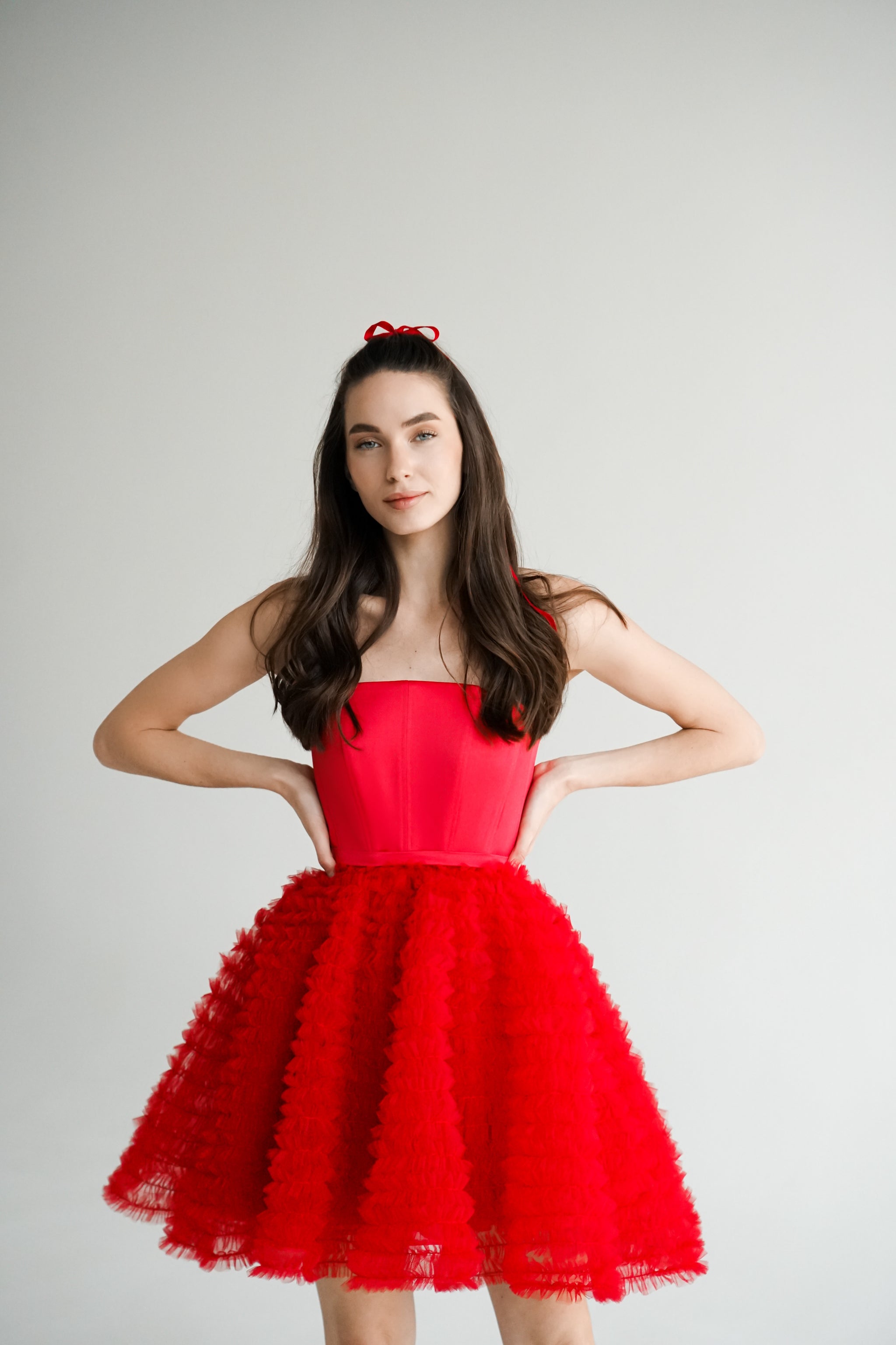red dress for bachelorette party Eliot Strapless Faux Leather Ruffle Mini Shop American Threads Women's Trendy Online Boutique Black / M going out and so much more this fall season Red Blazer Fun Red &