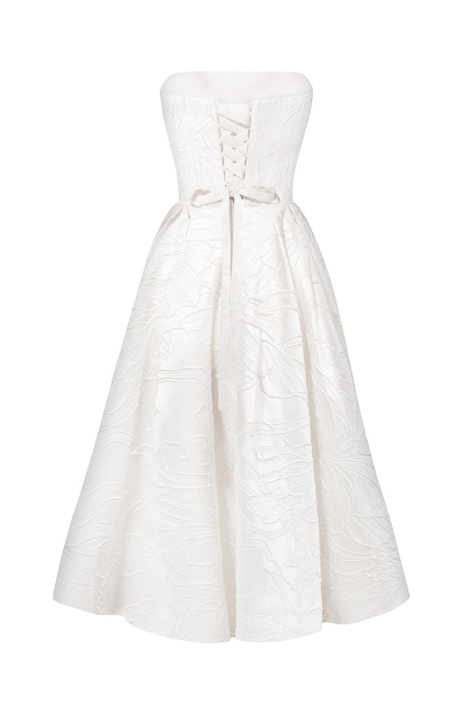Tea-length Jacquard wedding Emily Dress