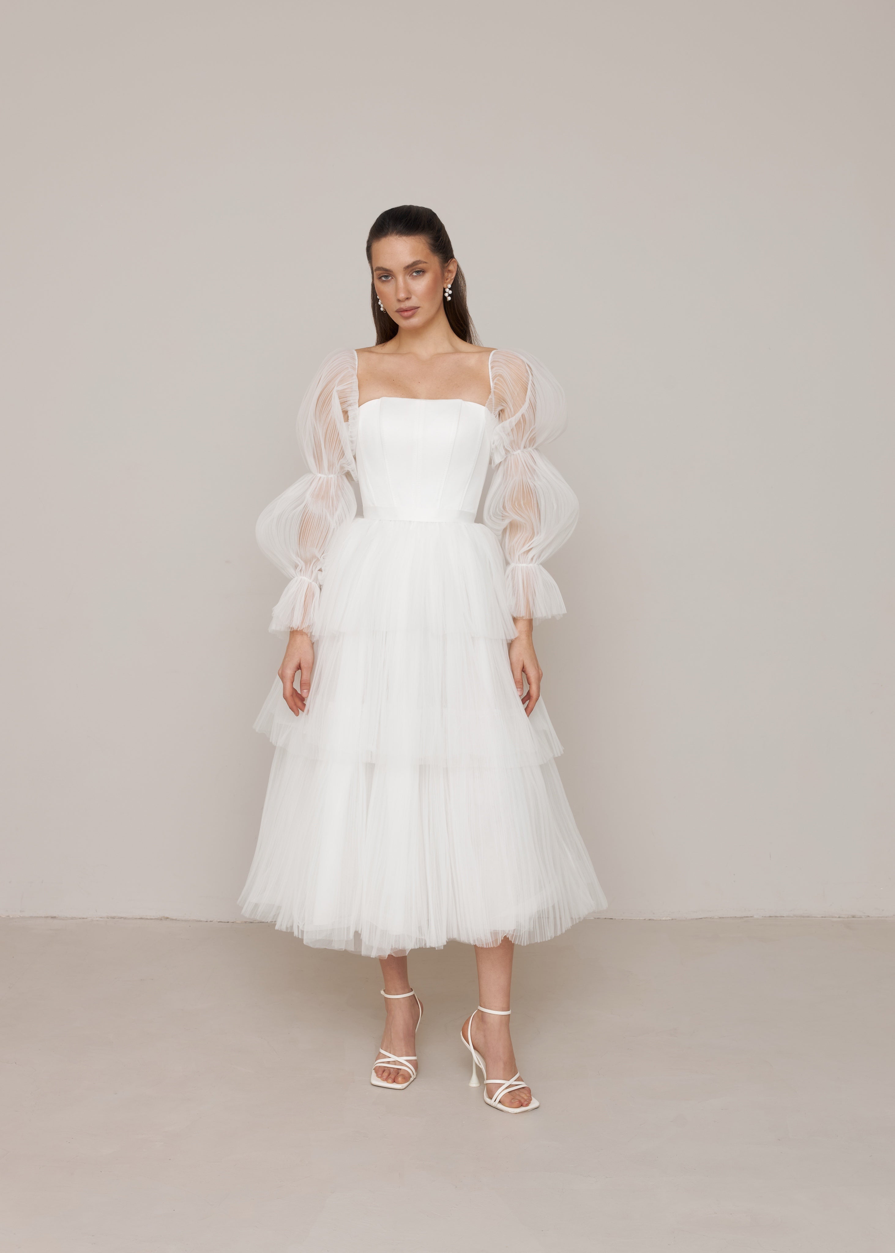 Midi Wedding Dress with Sleeves, Scarlet Dress – Have Dress