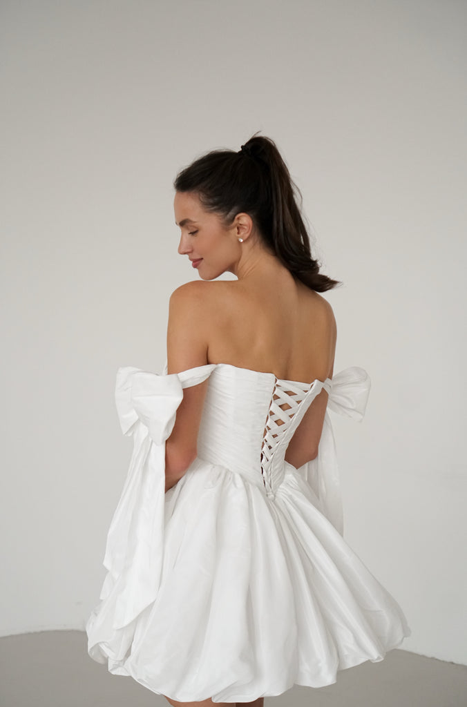 Mini Wedding Dress, Bubble Wedding Dress, Poppy Dress Off-white / 16