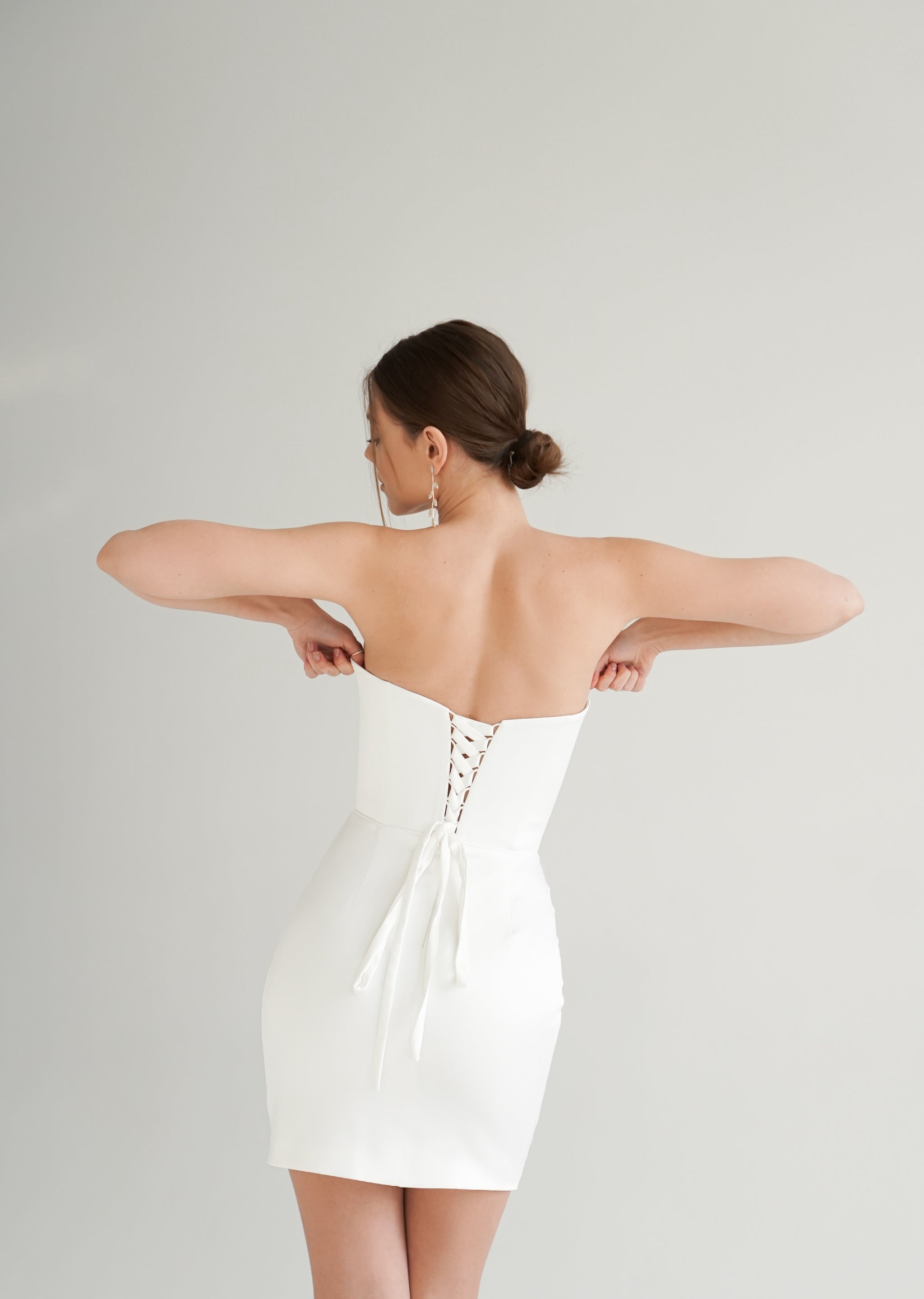 Simple Mini Wedding Dress, Ann Dress 4 / Off-White