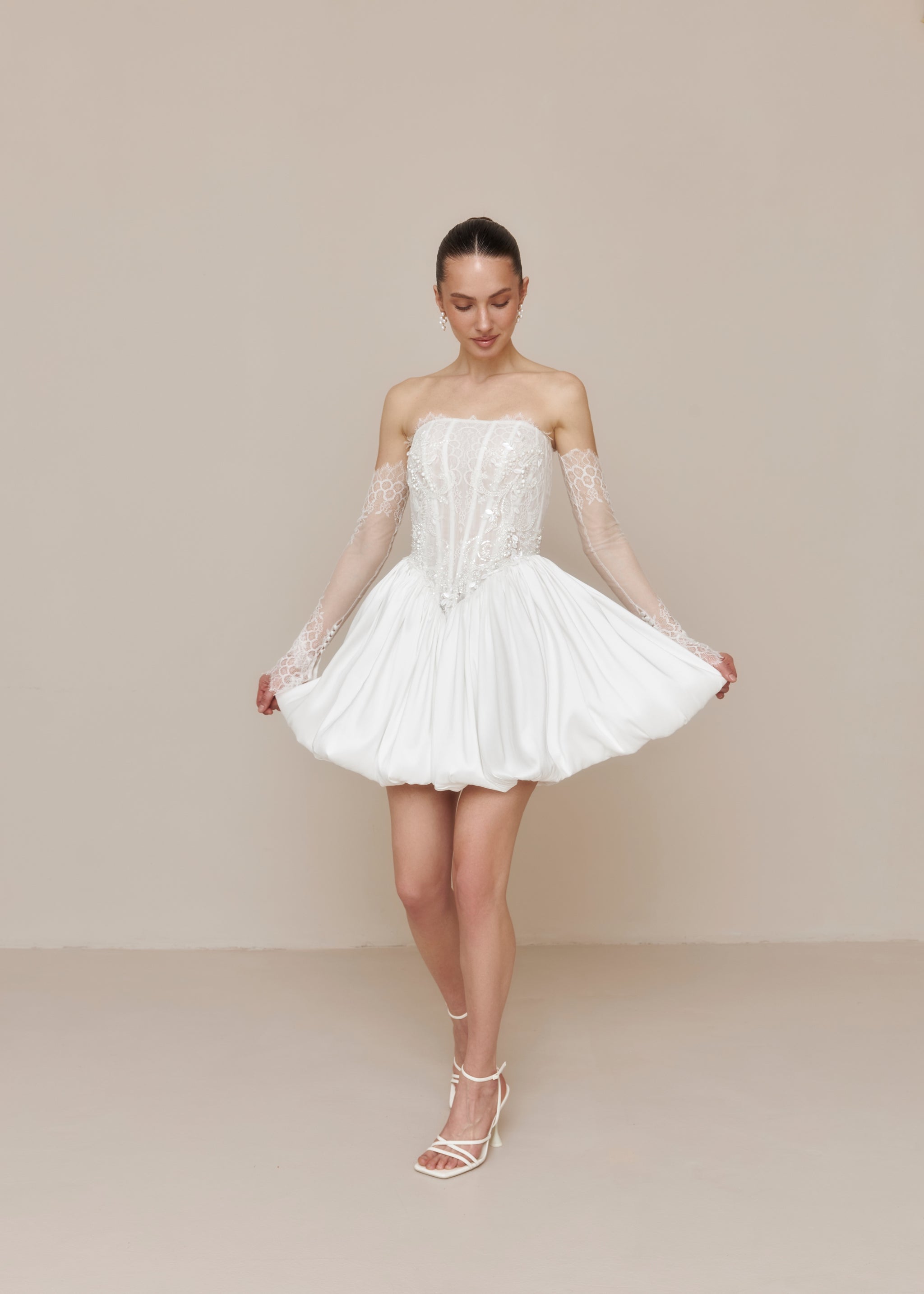 Drop waist Short Wedding Dress, Antoinette Dress Off-white / 20