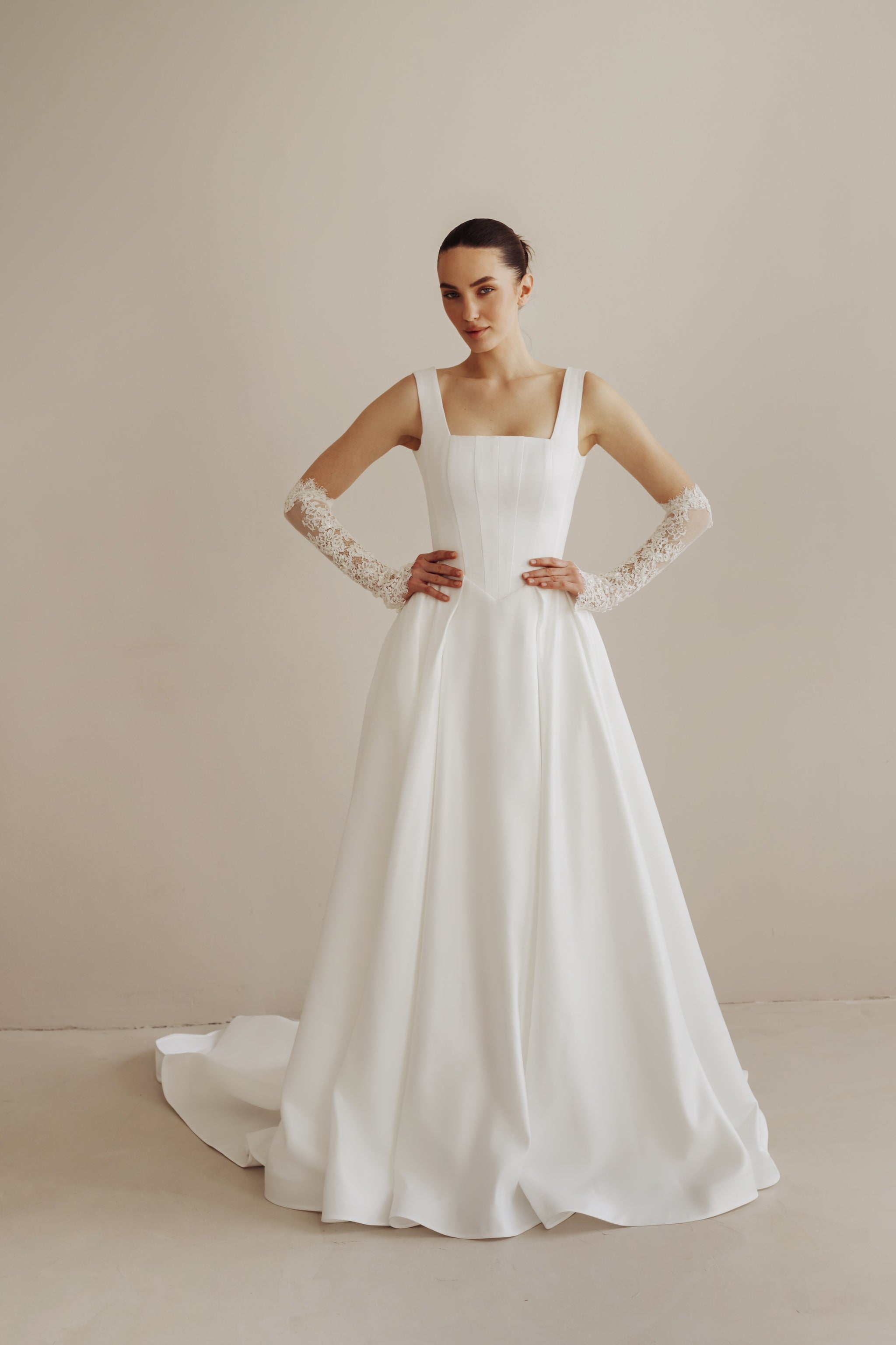 A-Line Satin Wedding Dress, Clara Dress Ivory / 18
