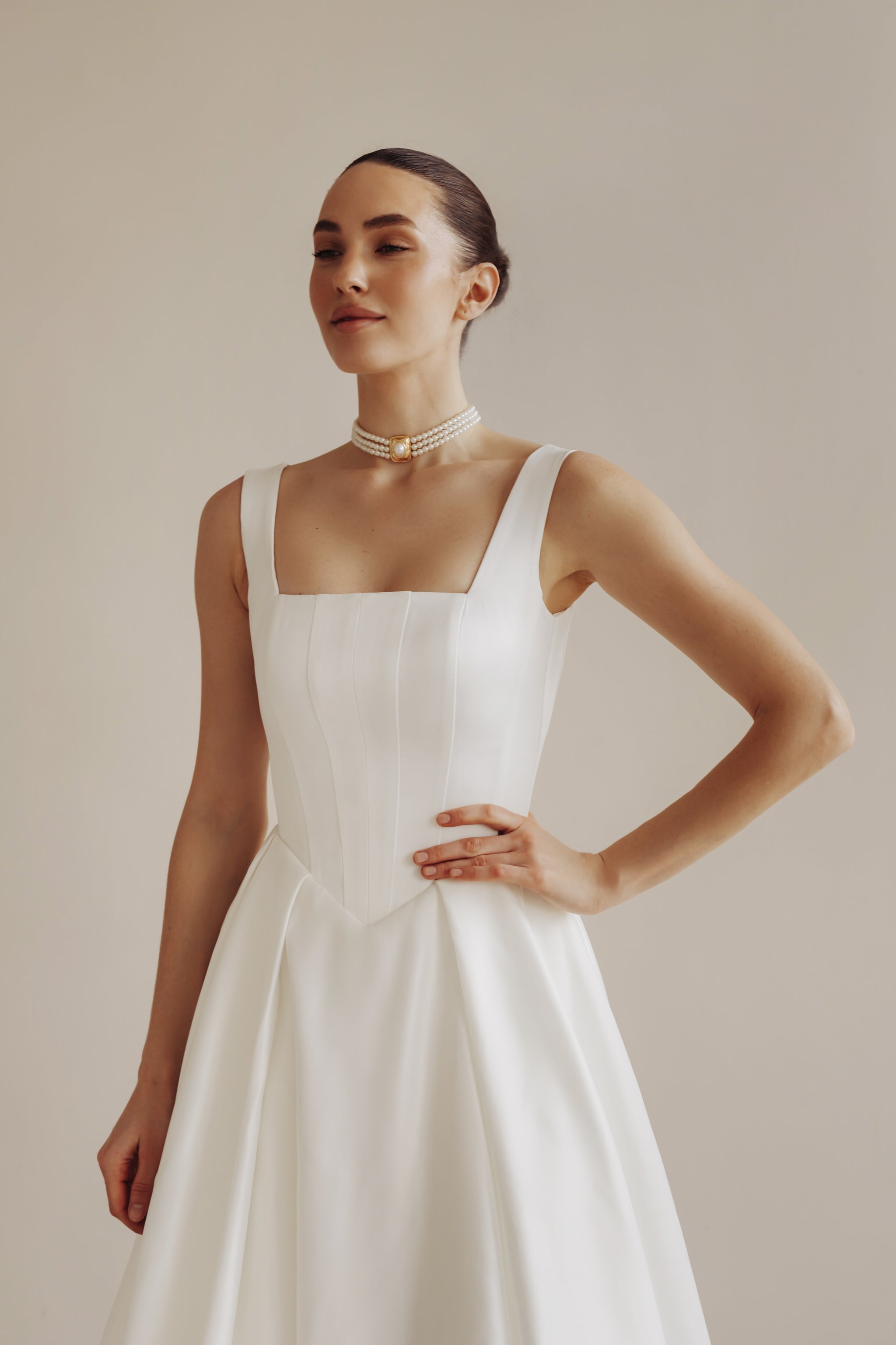 chinese dress ladies A-Line Satin Wedding Dress, Clara Dress Ivory / 18