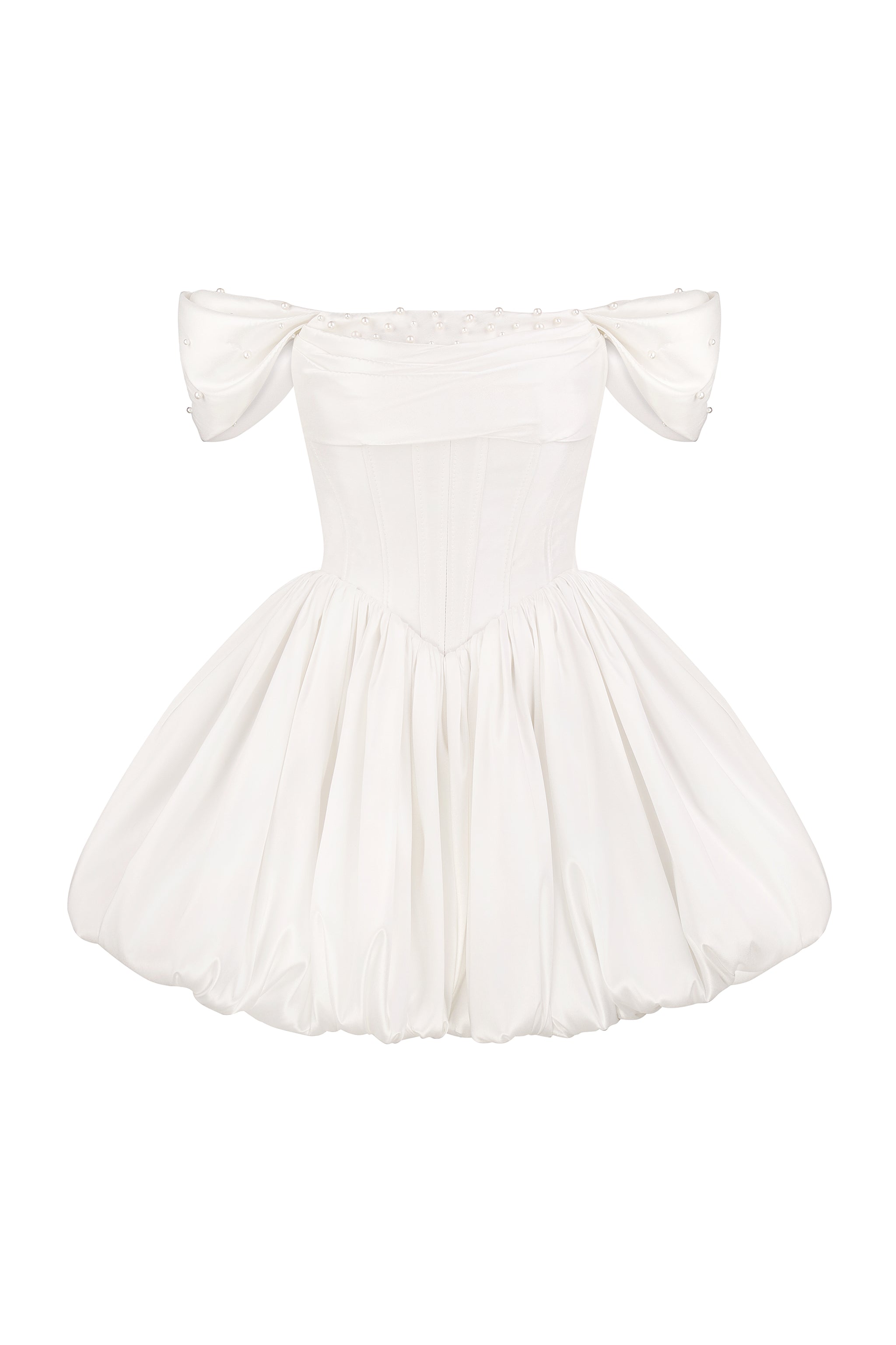 Basque Waist Dress, Short Wedding Dress, Olivia Dress 8 / Off-White