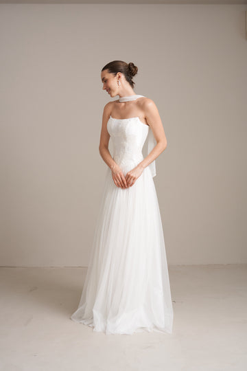 Corset & Long Tulle Skirt Wedding Dress, Sienna Set