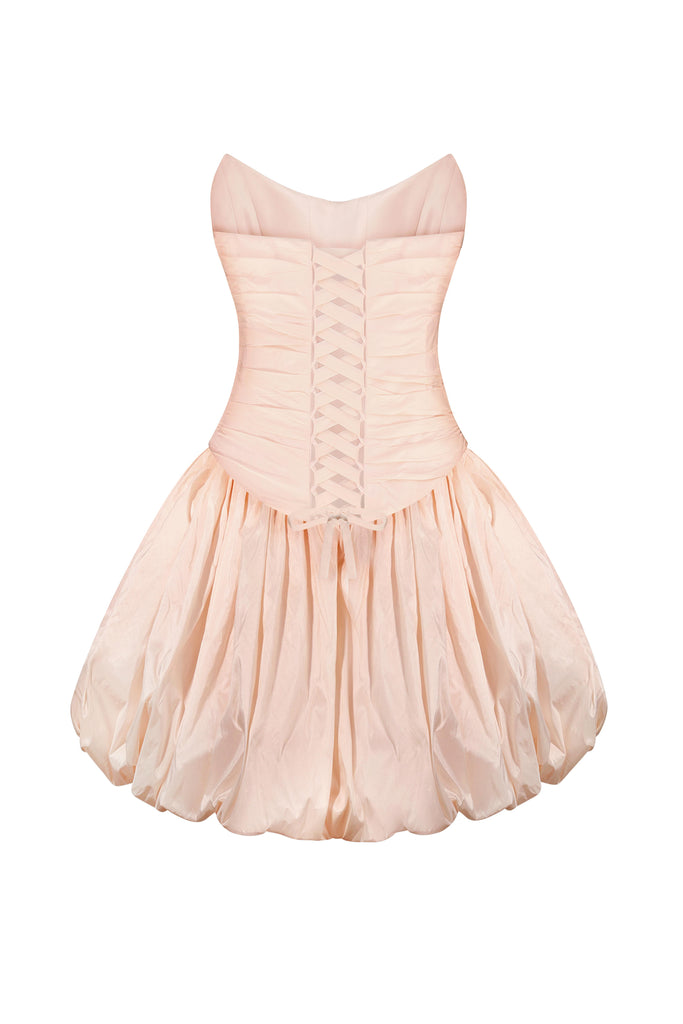 Two-Piece Bridal Dress, Blush Wedding Corset & Short Taffeta Skirt, Daphne Set