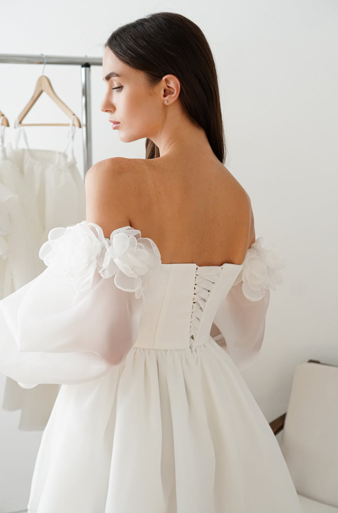 Short Wedding Dress 3D Flowers – Have Dress - Main Image