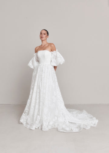 A-Line Floral Wedding Dress, Annabelle Dress