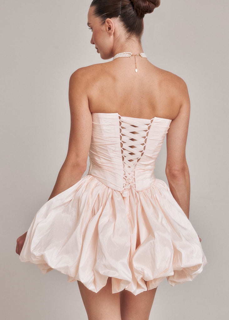 Two-Piece Bridal Dress, Blush Wedding Corset & Short Taffeta Skirt, Daphne Set