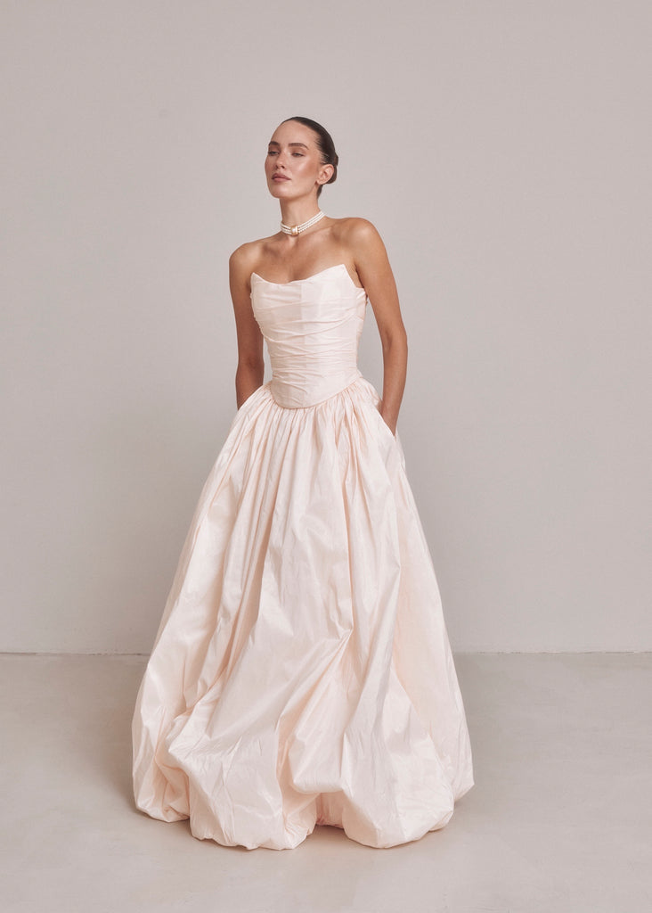 Two-Piece Bridal Dress, Wedding Corset & Short Taffeta Skirt, Daphne Set Silken Peach / 16 Two-Piece Bridal Dress, Wedding Corset & Short Taffeta Skirt, Daphne Set Silken Peach / 16