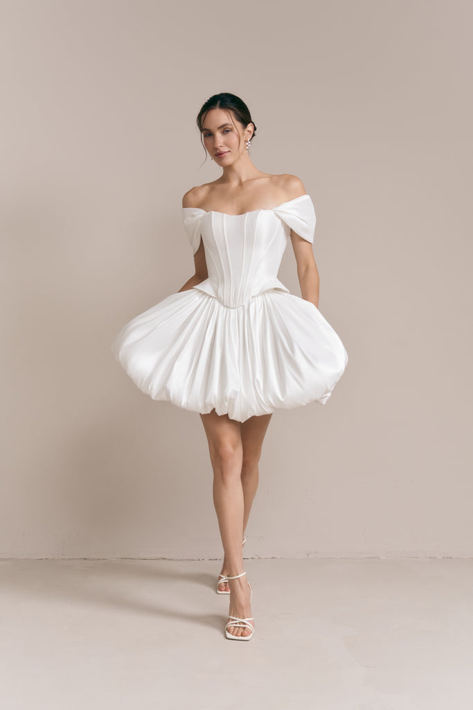 Wedding Corset & Short Ballon Skirt Wedding Dress, Juliette Set