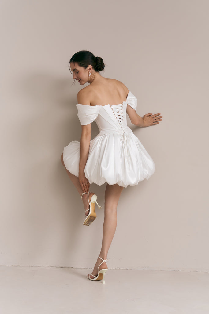 Wedding Corset & Short Ballon Skirt Wedding Dress, Juliette Set