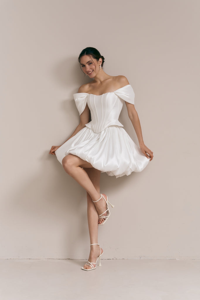 Wedding Corset & Short Ballon Skirt Wedding Dress, Juliette Set
