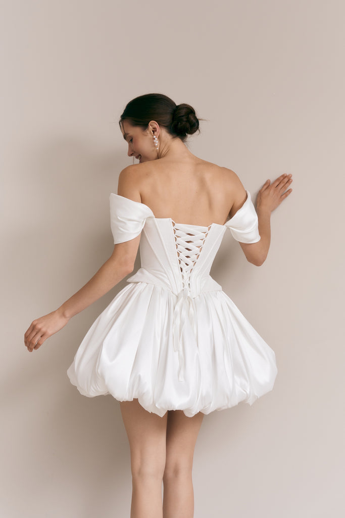 Wedding Corset & Short Ballon Skirt Wedding Dress, Juliette Set