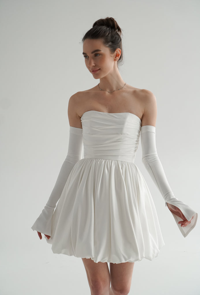 Short Wedding Dress with Gloves, Balloon Wedding Dress, Aletta Dress
