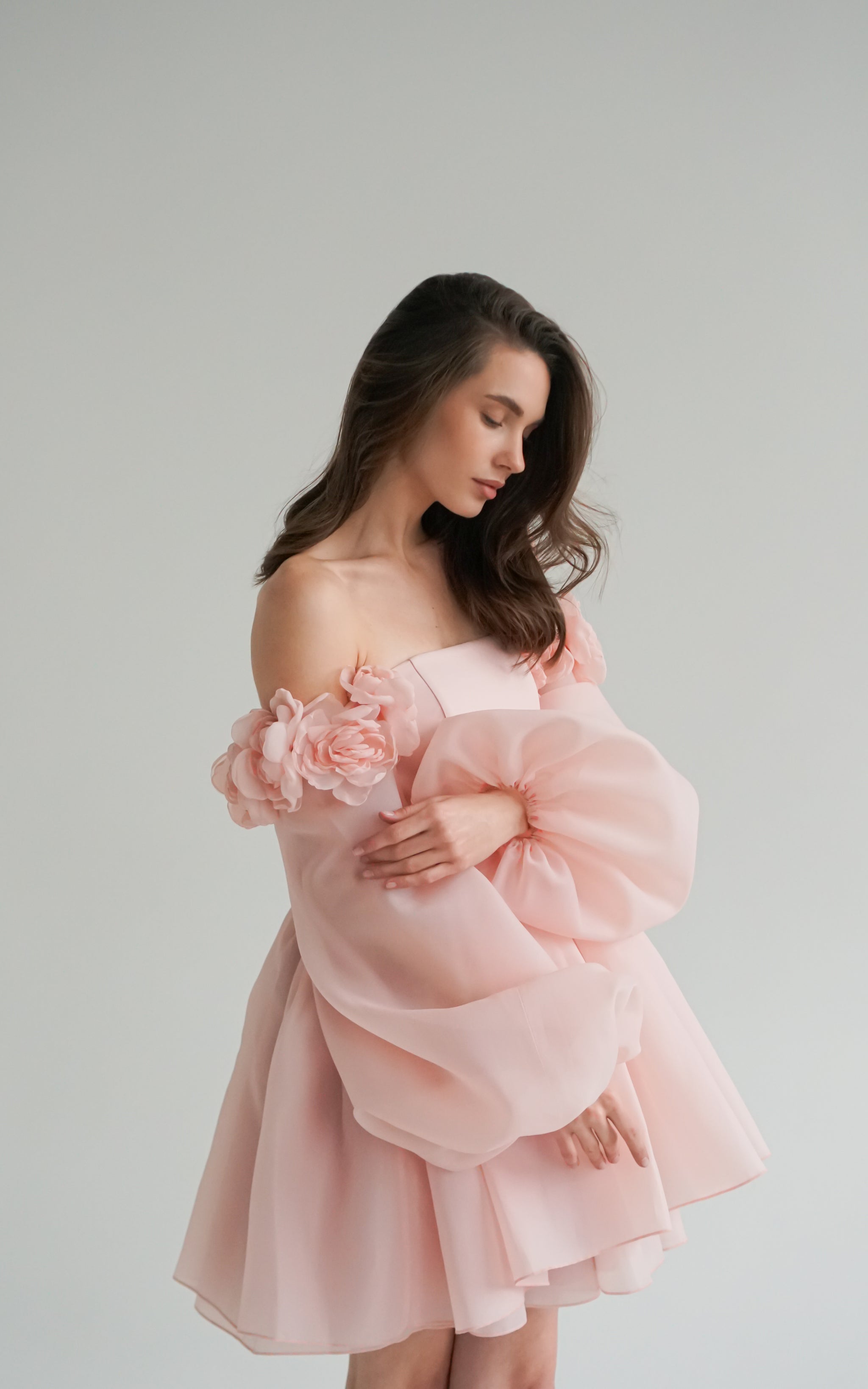 Short Wedding Dress 3D Flowers, Ariel Dress 6 / Blush Short Wedding Dress 3D Flowers, Ariel Dress 6 / Blush