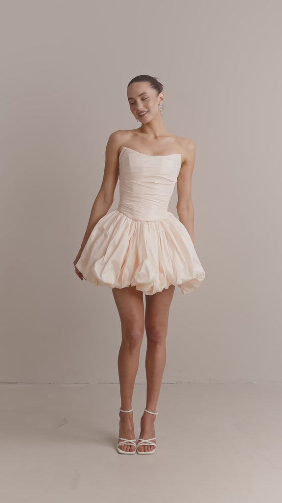 Two-Piece Bridal Dress, Blush Wedding Corset & Short Taffeta Skirt, Daphne Set