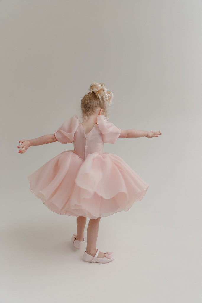 ballet pink flower girl dress Ballerina Princess Pink Satin Dress for Girls