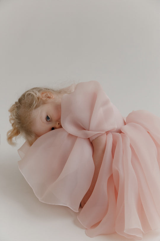 Maria Dress,Blush organza flower girl dress, flower girl dress, special occasion girls dress, organza puff dress for girls