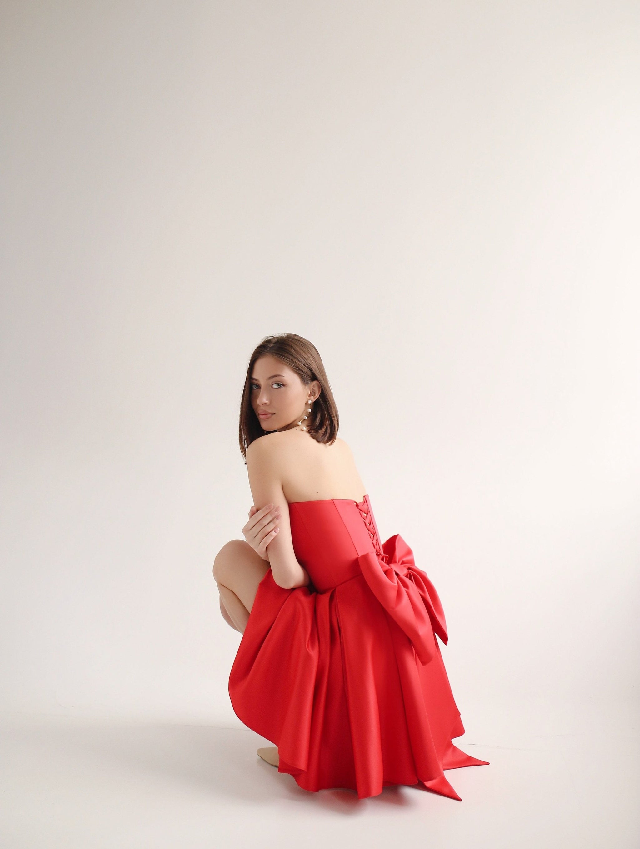 open lace back dress Gloriana Convertible Bow-Detail Bubble Hem Midaxi Dress in Wine Red main image 1