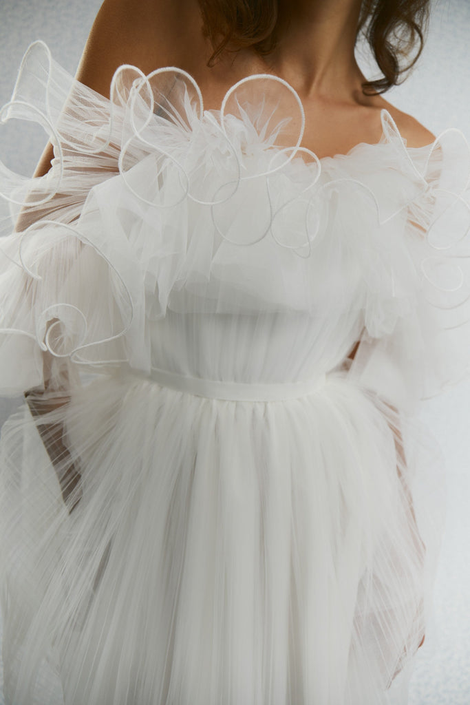 Beverly Dress, Plisse Tulle Dress, Short Wedding dress, Rehearsal dinner dress, Elopement Dress