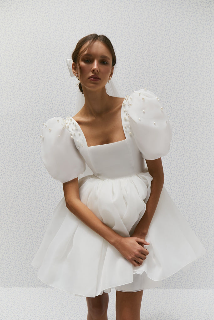Short Wedding Dress, Organza Puff Sleeves Dress, Peggi Dress – Have Dress