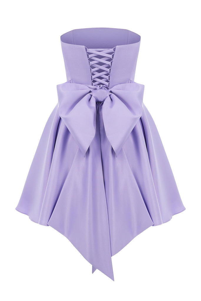 Emily Dress with bow in back, Party Candy Short Dress, Dress with big bow on back, Dramatic Bow at lower back